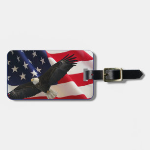 Étiquette À Bagage Aigle patriotique et drapeau américain