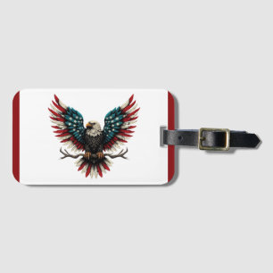 Étiquette À Bagage Aigle rustique patriotique américain/américain cha