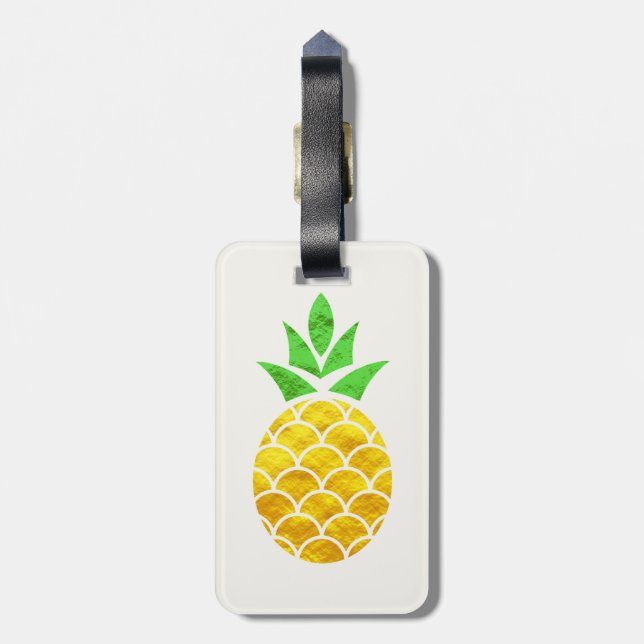 Étiquette À Bagage Aiguille d'été personnalisée Or Ananas géométrique (Dos Vertical)