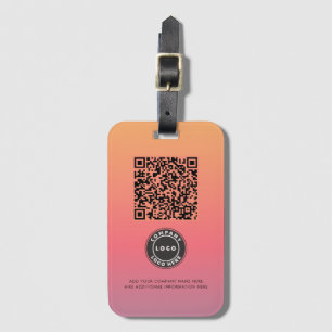 Étiquette À Bagage Ajouter le logo rose Ombre QR Code Business
