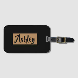 Étiquette À Bagage Ajouter le nom Marque de bagage en or noir personn