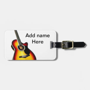 Étiquette À Bagage Ajouter votre nom texte brun acoustique guitare éd
