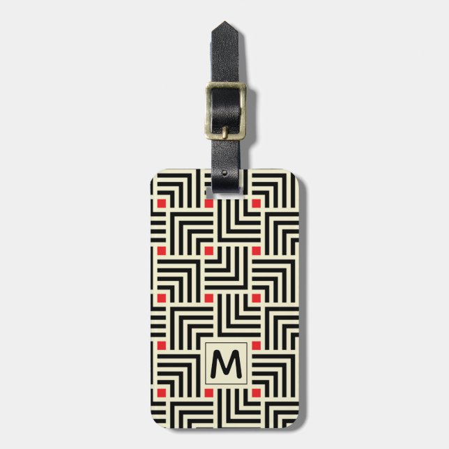 Étiquette À Bagage Ajoutez vos lignes | géométriques nommées motif (Devant Vertical)