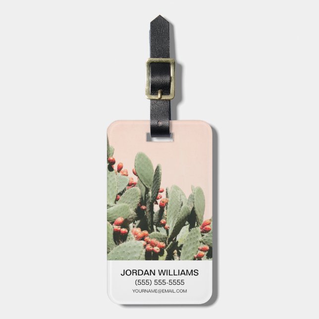 Étiquette À Bagage Ajoutez votre cactus nommé de poire de | Prickley (Devant Vertical)