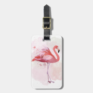 Étiquette À Bagage Ajoutez votre Flamant rose   pelucheux nommé