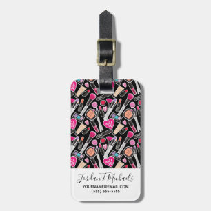 Étiquette À Bagage Ajoutez votre motif au néon nommé de maquillage