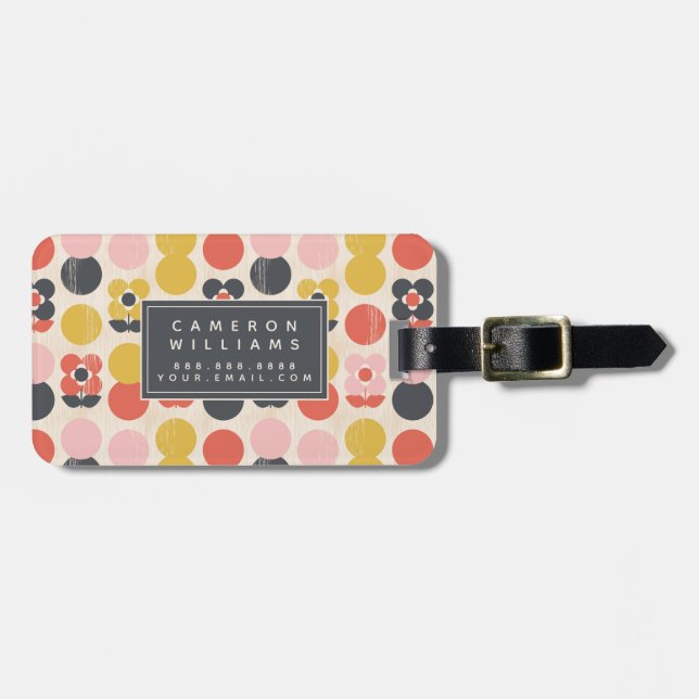 Étiquette À Bagage Ajoutez votre motif de fleur moderne de la moitié (Devant horizontal)