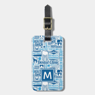 Étiquette À Bagage Ajoutez votre motif dentaire bleu nommé de