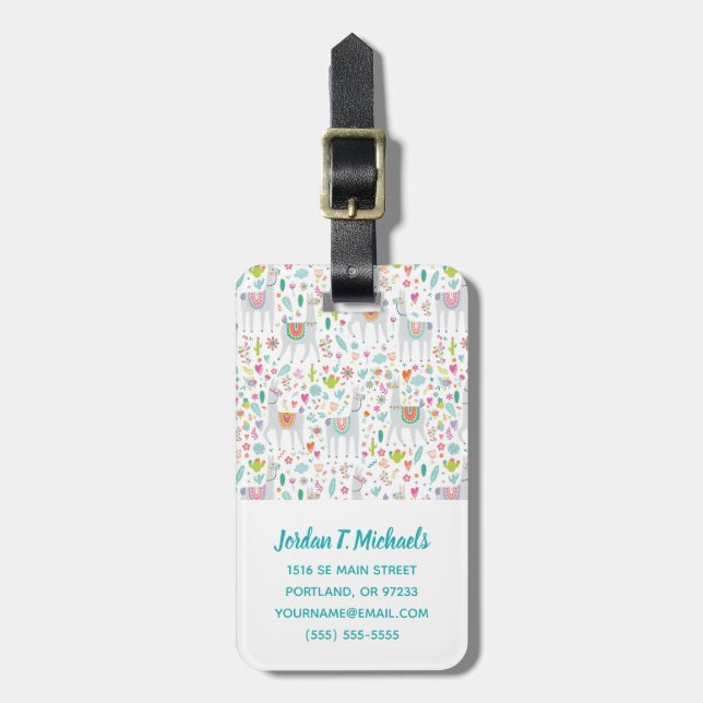 Étiquette À Bagage Ajoutez votre motif en pastel | mignon nommé de (Devant Vertical)