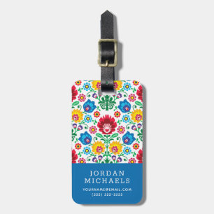 Étiquette À Bagage Ajoutez votre motif floral nommé d'art populaire