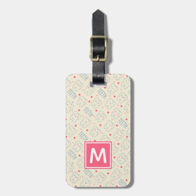 Étiquette À Bagage Ajoutez votre motif heureux | en pastel nommé de (Devant Vertical)