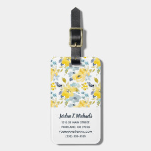 Étiquette À Bagage Ajoutez votre motif jaune et bleu nommé de