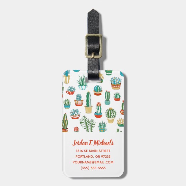 Étiquette À Bagage Ajoutez votre motif nommé de Succulents de | (Devant Vertical)