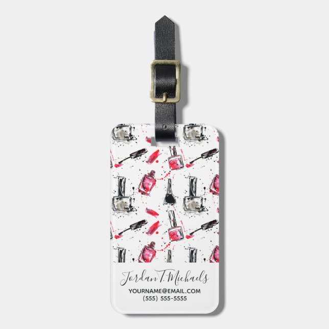 Étiquette À Bagage Ajoutez votre motif nommé de vernis à ongles (Devant Vertical)