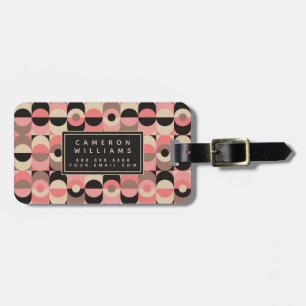Étiquette À Bagage Ajoutez votre motif rose moderne de la moitié du