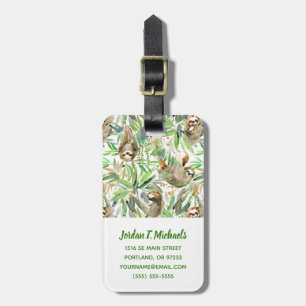 Étiquette À Bagage Ajoutez votre motif   tropical nommé de paresse