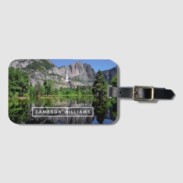 Étiquette À Bagage Ajoutez votre réflexion nommée de | Yosemite Falls (Devant Horizontal)