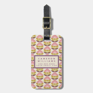Étiquette À Bagage Ajoutez votre   rétros motifs floraux roses et