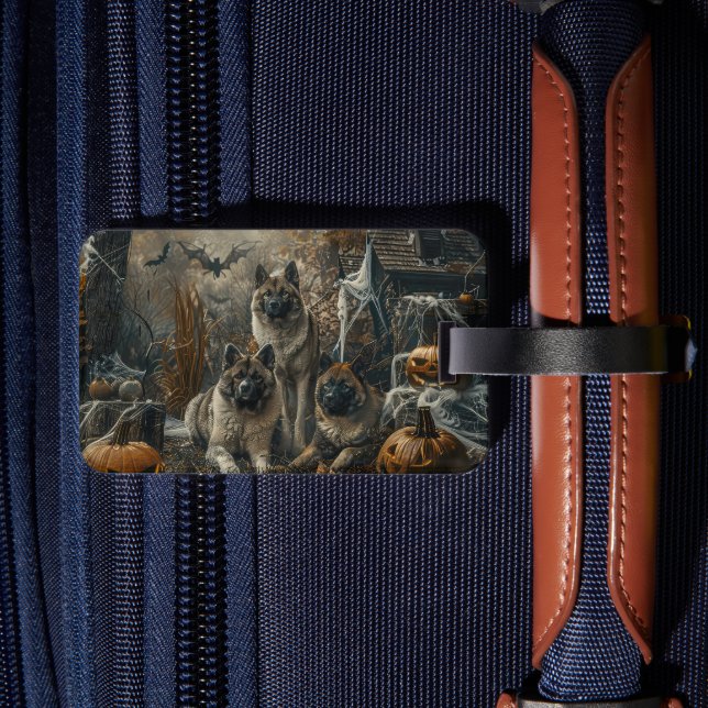 Étiquette À Bagage Akita Halloween Chien de nuit plaisir (Verso Insitu 2)