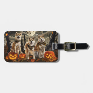 Étiquette À Bagage Akita Halloween Éffrayant