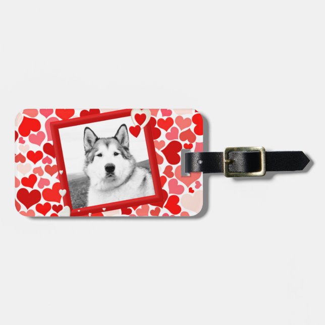 Étiquette À Bagage Alaskan Malamute Chien Valentines Coeur (Devant horizontal)