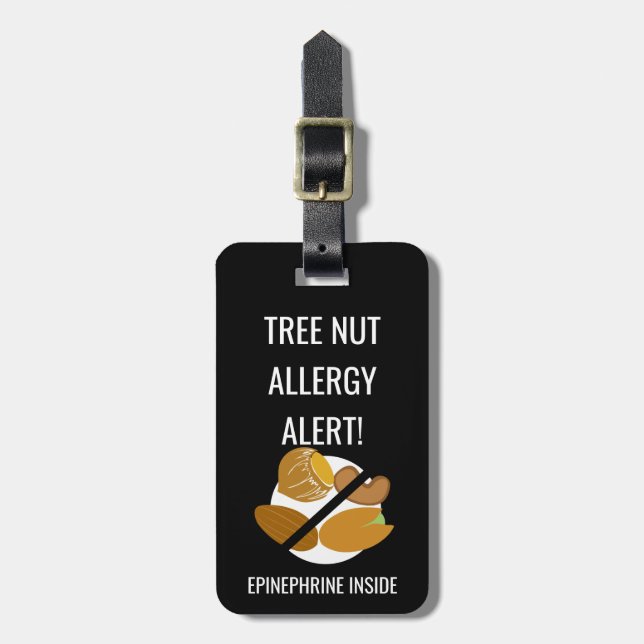 Étiquette À Bagage Alerte d'allergie de noix d'enfants avec l'image (Devant Vertical)