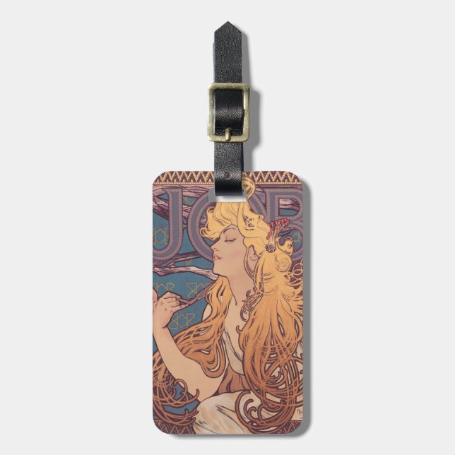Étiquette À Bagage Alfonse Mucha Job Art Nouveau femme (Devant Vertical)