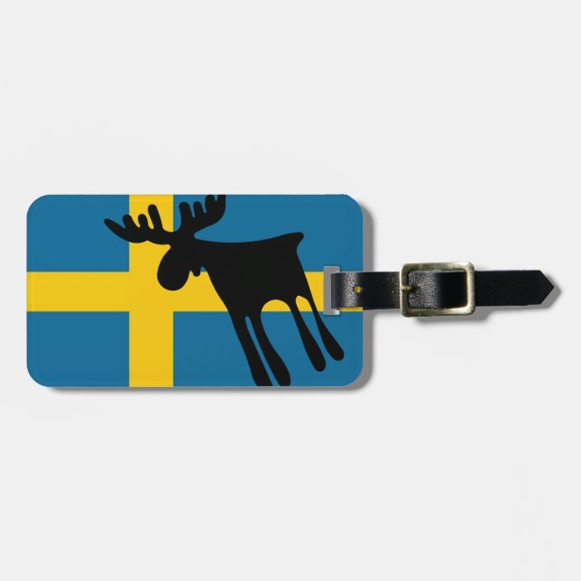 Étiquette À Bagage Älg / Moose med Svenska flaggan (Devant horizontal)