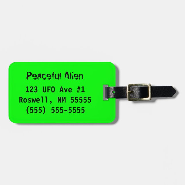 Étiquette À Bagage Alien du panneau de la paix (Devant horizontal)