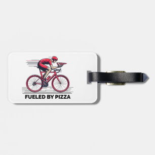 Étiquette À Bagage Alimenté Par Pizza Cyclist