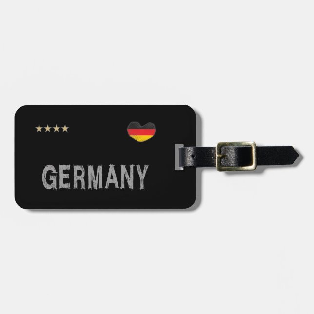 Étiquette À Bagage Allemagne Football Fan Chemise Coeur (Devant horizontal)
