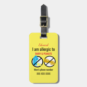 Étiquette À Bagage Allergique aux arachides et aux enfants de