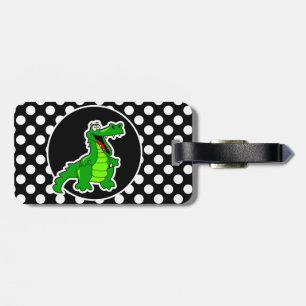 Étiquette À Bagage Alligator sur les Pois noirs et blancs