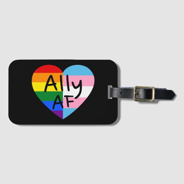 Étiquette À Bagage Ally AF III - Drapeau LGBTQ Gay Trans Queer Pride (Devant Horizontal)