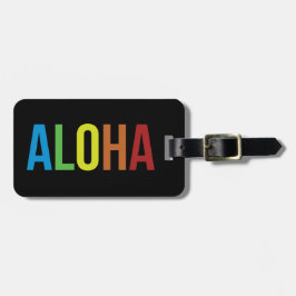 Étiquette À Bagage Aloha Rainbow Noir
