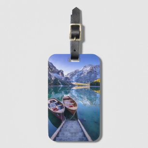 Étiquette À Bagage Alpes de dolomite du lac   Braies, Italie