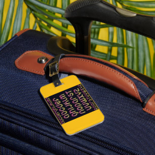 Étiquette À Bagage Alphabet néon rose et jaune rétro des années 80