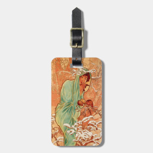 Étiquette À Bagage Alphonse Mucha, Quatre Saisons, Hiver
