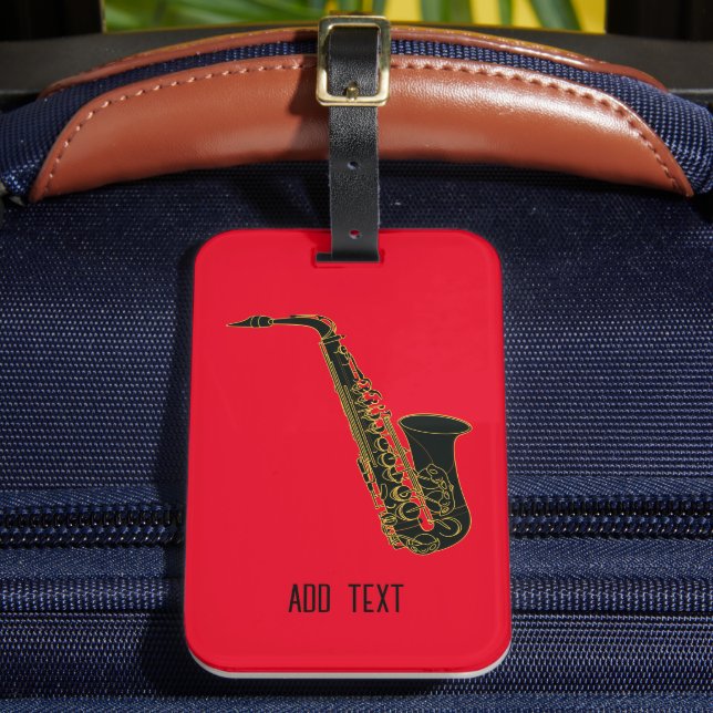Étiquette À Bagage Alto Saxophone sur Rouge Personnalisable (Insitu Rectoal 2)