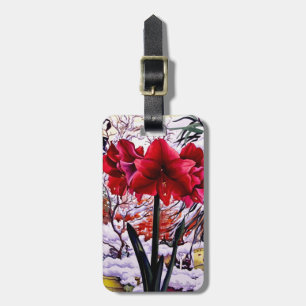 Étiquette À Bagage Amaryllis par la fenêtre de neige