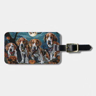 Étiquette À Bagage Américain Anglais Foxhound Halloween Éffrayant