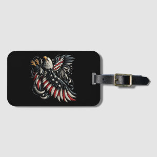 Étiquette À Bagage Américain patriote avec aigle et drapeau des États