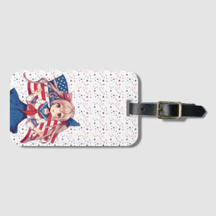 Étiquette À Bagage Américaine patriotique fille d'anime