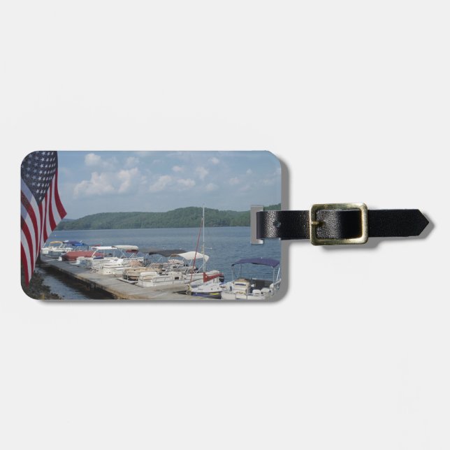Étiquette À Bagage American Flag at Marina at Lake Arrowhead (Devant horizontal)