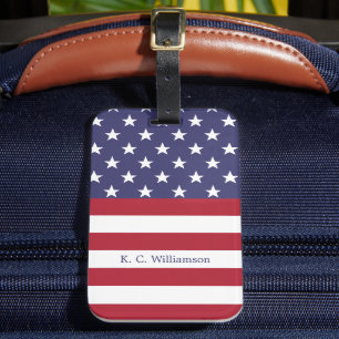 Étiquette À Bagage American Flag Patriotique Nom personnalisé ModernP