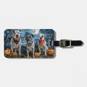Étiquette À Bagage American Staffordshire Halloween Épouvantable 