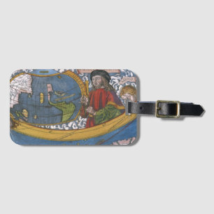 Étiquette À Bagage Amerigo Vespucci Explorer sur une carte des Amériq