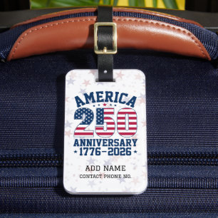 Étiquette À Bagage Amérique 250e anniversaire rouge et bleu personnal