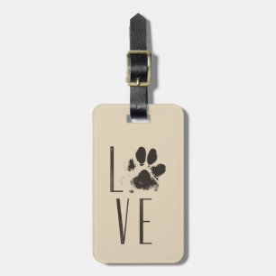 Étiquette À Bagage Amour avec animal Empreinte de patte Brown Grunge 