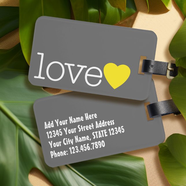 Étiquette À Bagage Amour avec un coeur et une adresse lumineux / Télé (Personalized luggage tag)